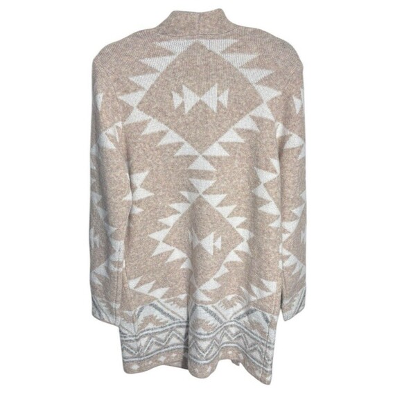 FRYE Tan Cardigan Sweater Size Small Aztec‎ Open Front - Picture 3 of 4